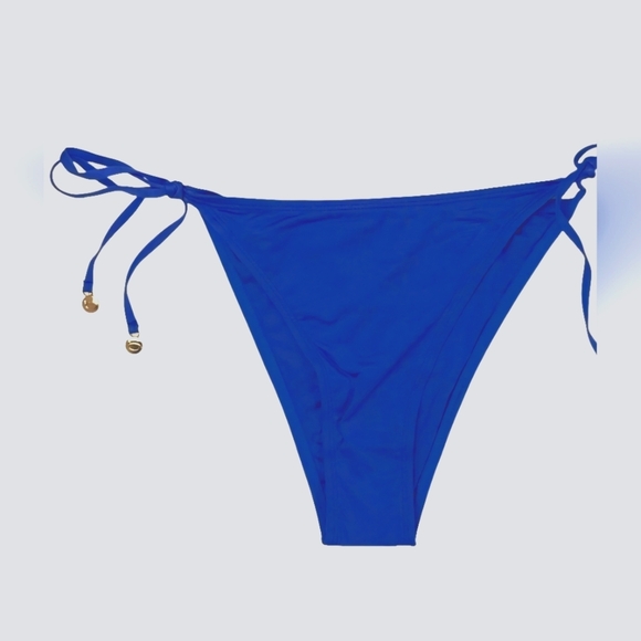 BEBE 2-Piece Rhinestone Triangle Dazzling Blue Bandeau Bikini Swimsuit L - Picture 5 of 6